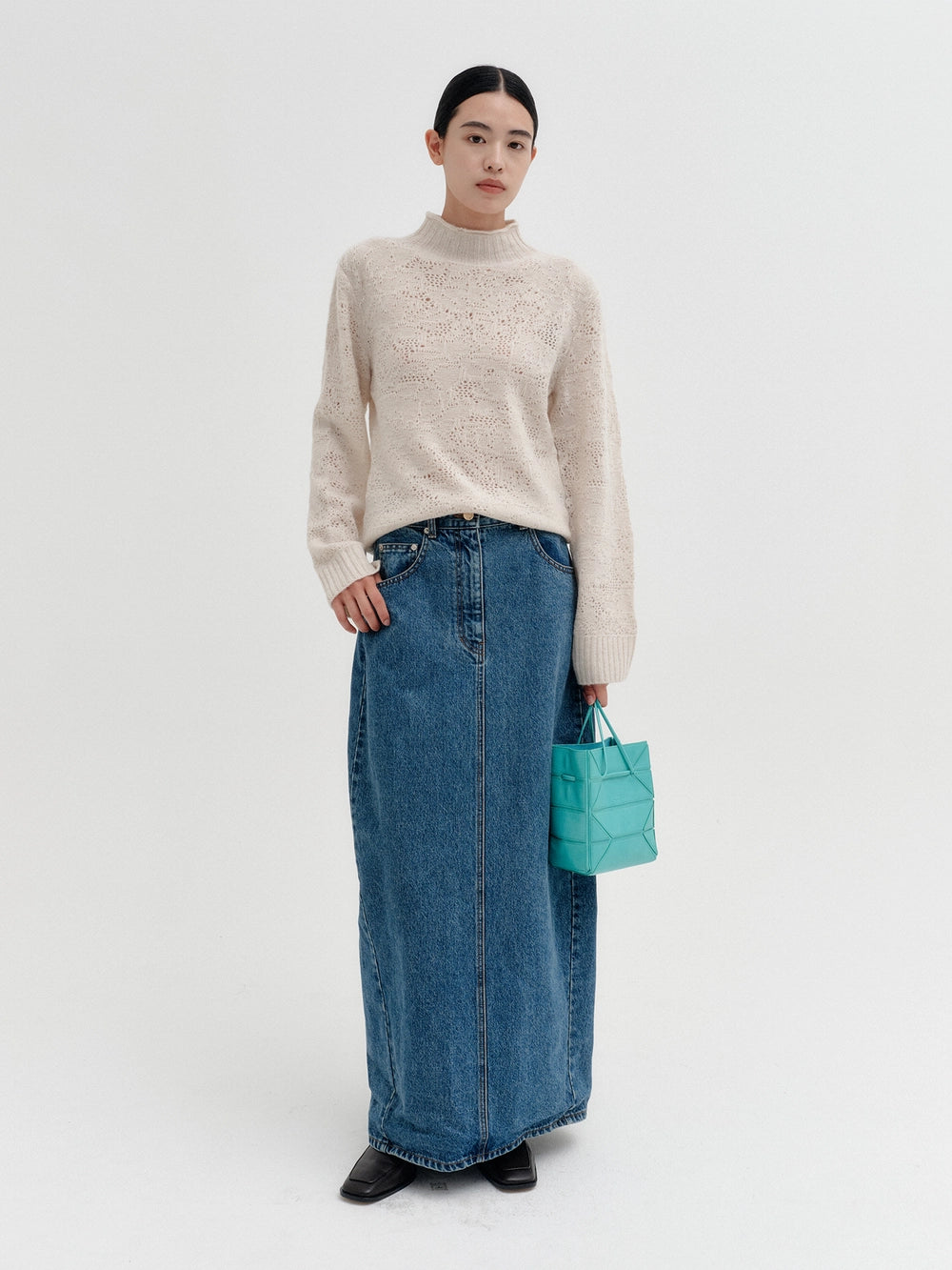 EENK Two-Way Button Neck Knitwear - Ivory