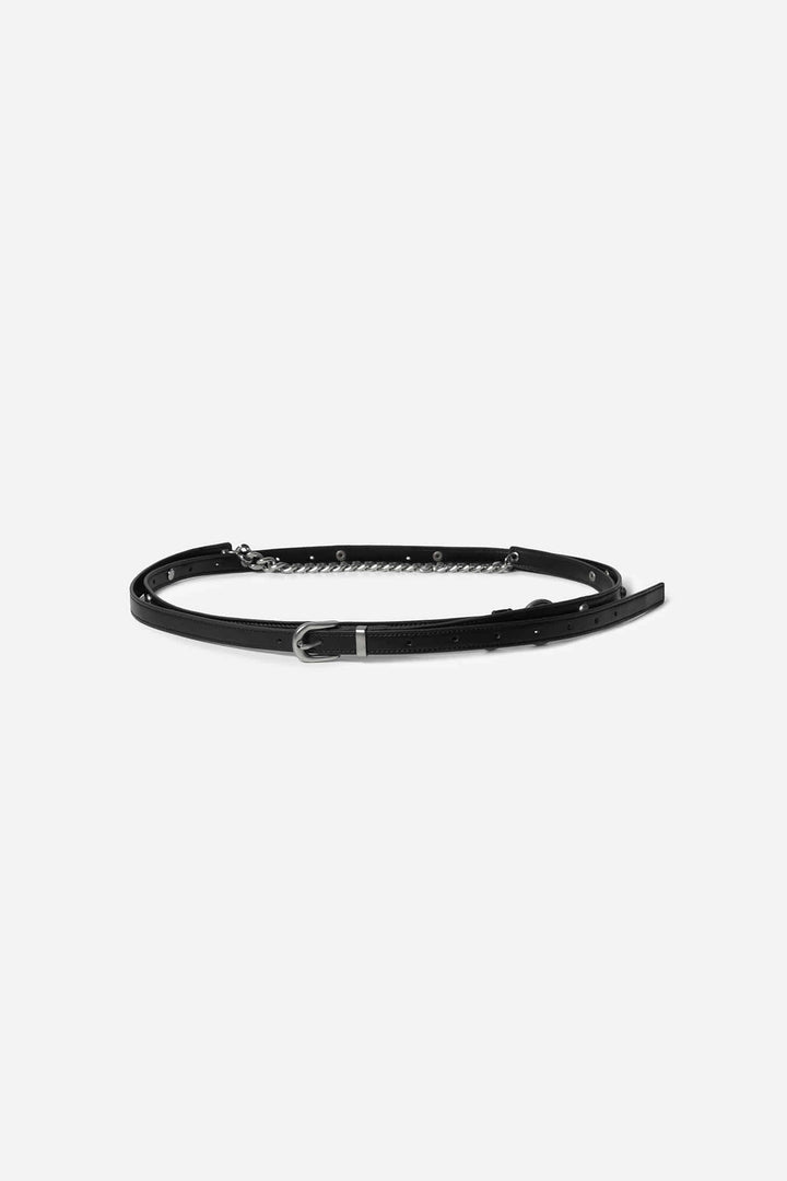 Instantfunk Chain Mix Leather Belt - Black