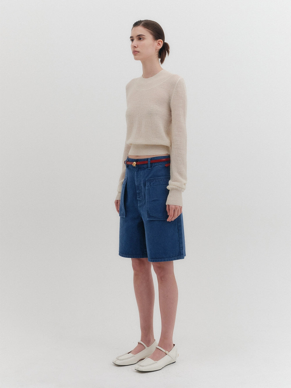 EENK Sheer Long Sleeve Knitwear Top - Cream
