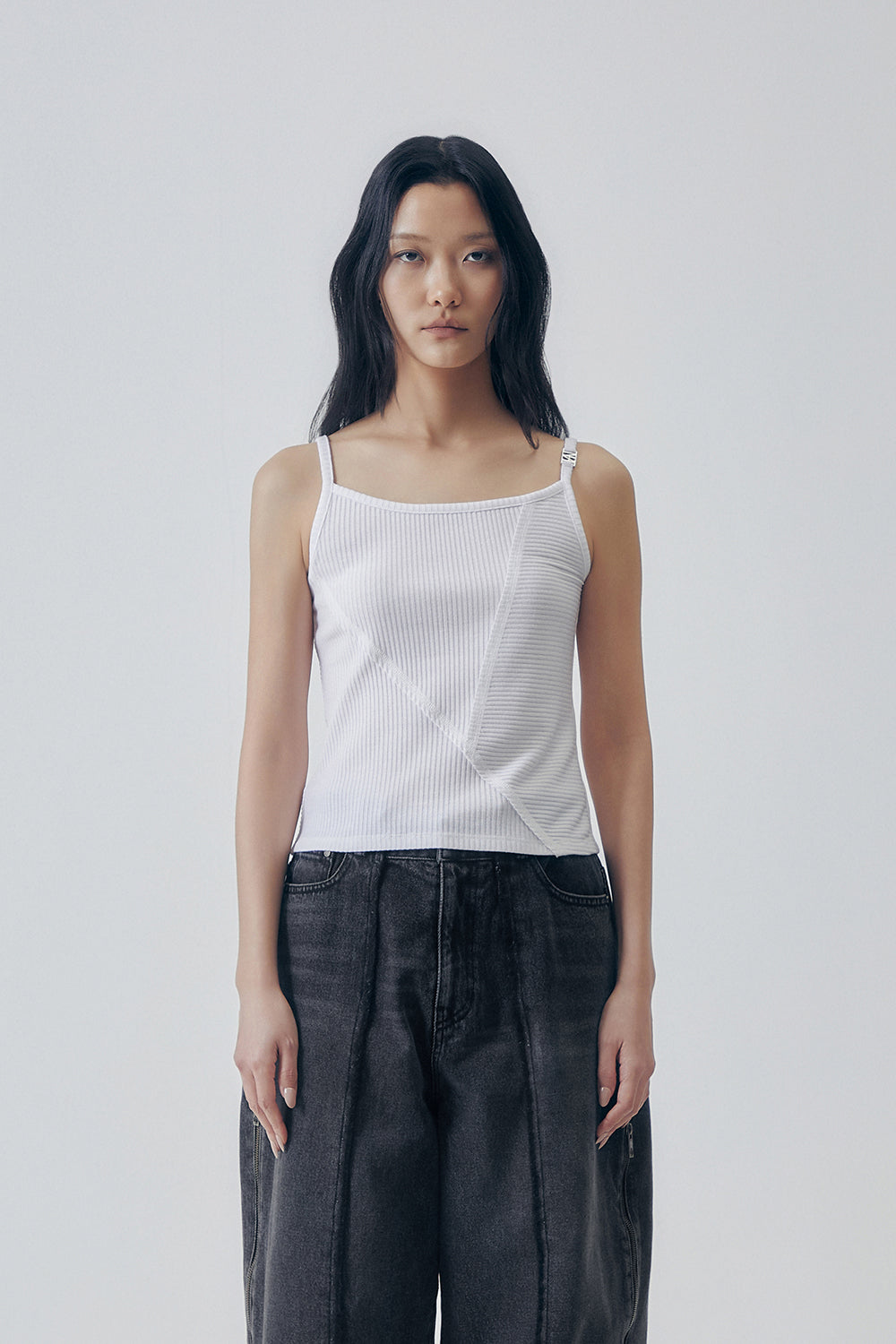 Treemingbird Panel-Cut Sleeveless Top White