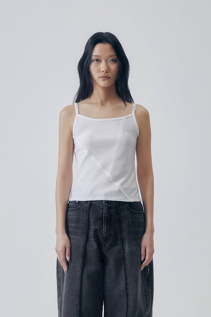 Treemingbird Panel-Cut Sleeveless Top White