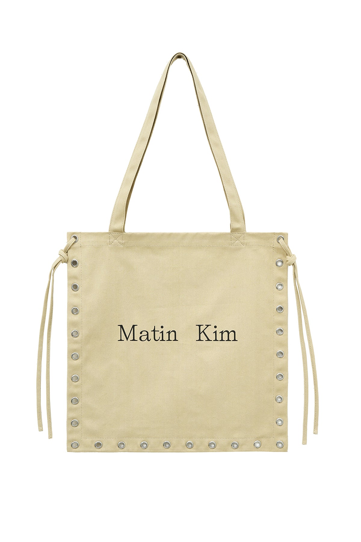 matinkim EYELET LOGO CANVAS ECOBAG IN BEIGE