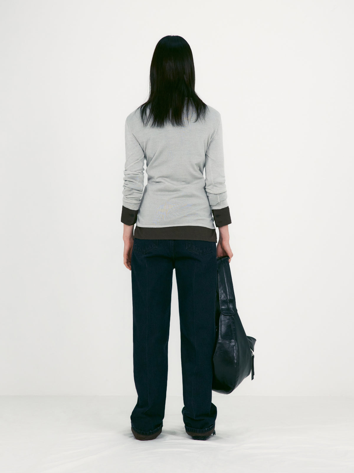 Low Classic U Neck Knitted Top Light Grey