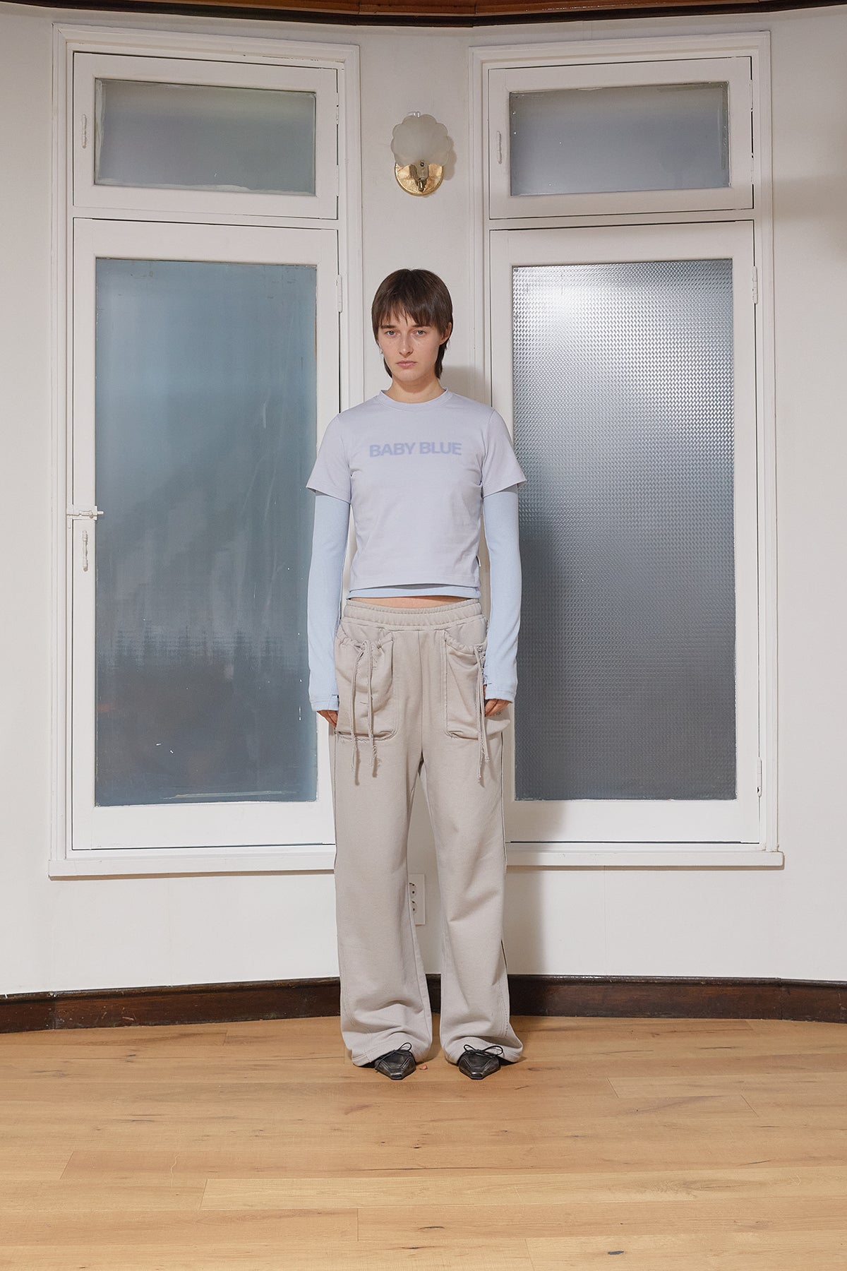 Matinkim Color Name Printing Top IN Light Blue