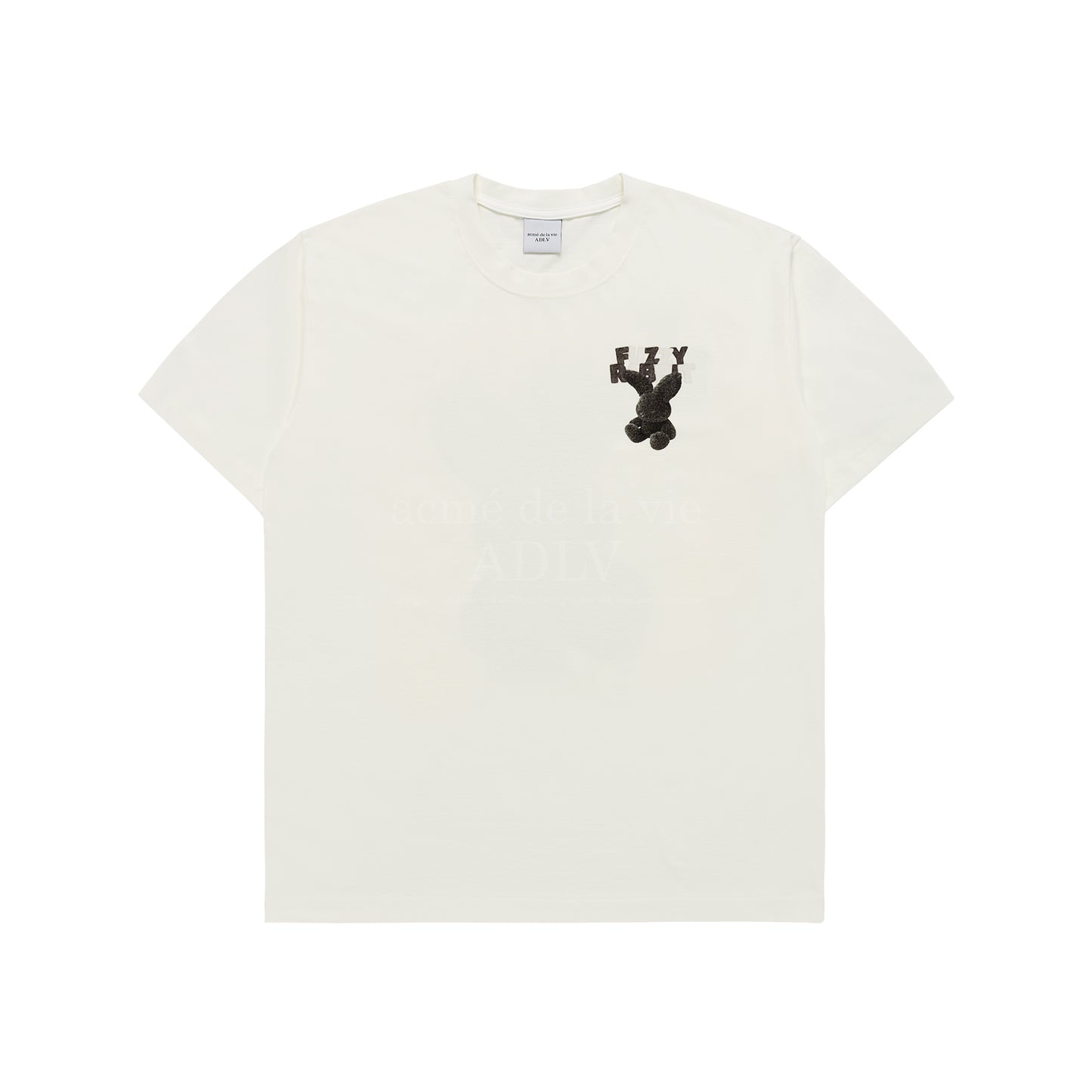 FUZZY FONT RABBIT SHORT SLEEVE T-SHIRT CREAM