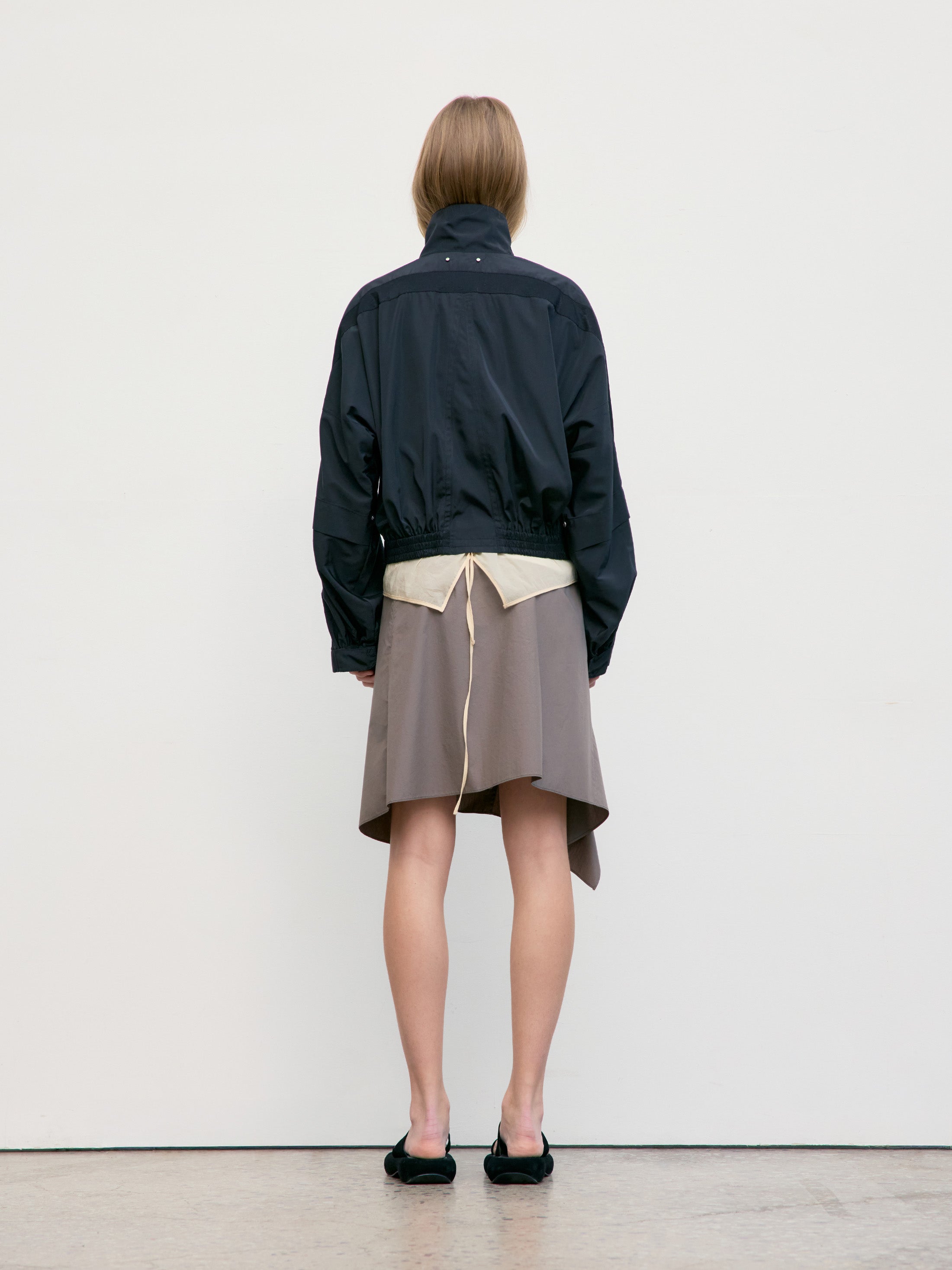 [Low Classic] Unbalance Drape Mini Skirt_Khaki Beige