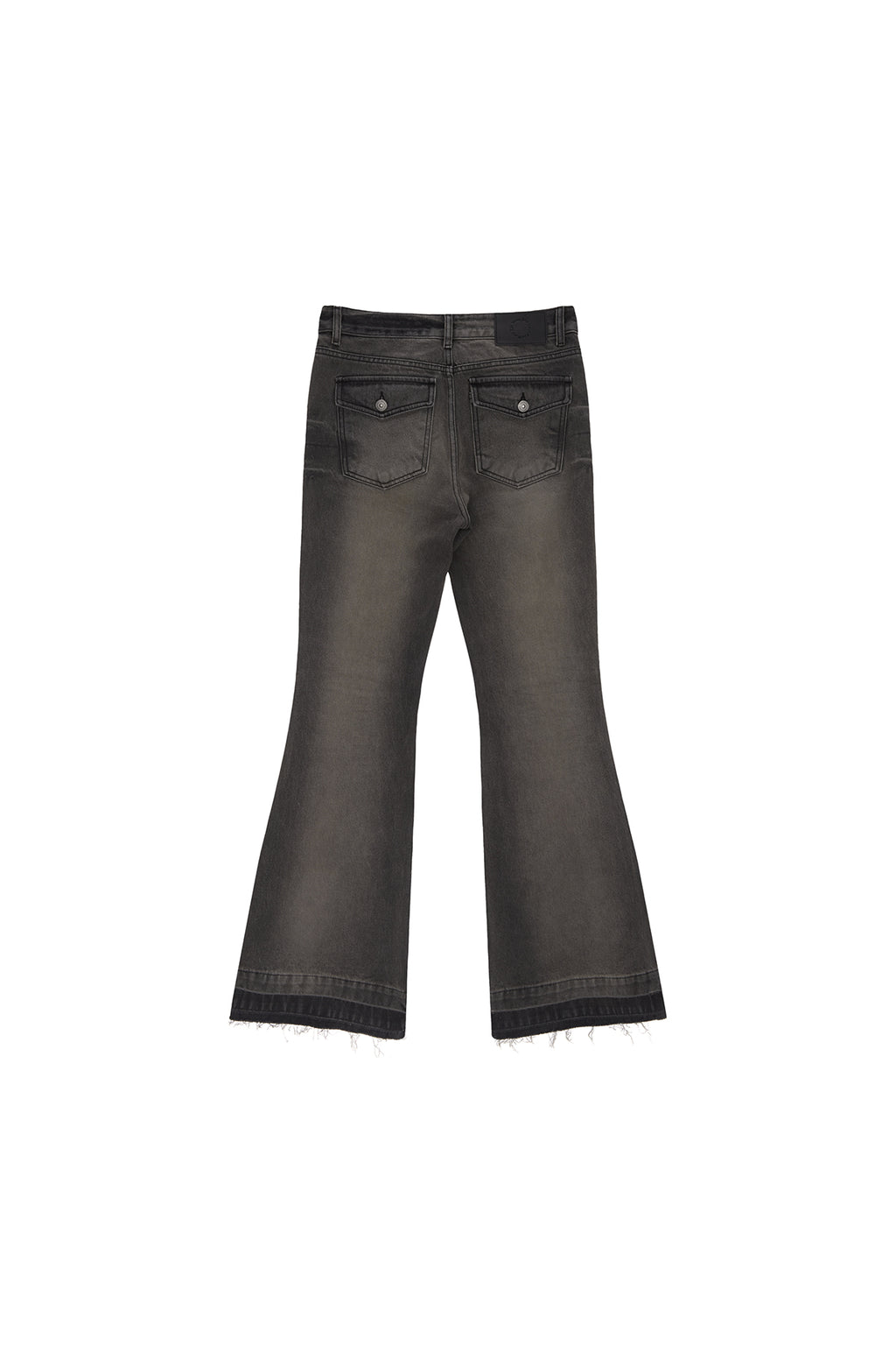 [matinkim] BACK POCKET POINT WASHED BOOTS CUT DENIM PANTS IN GREY