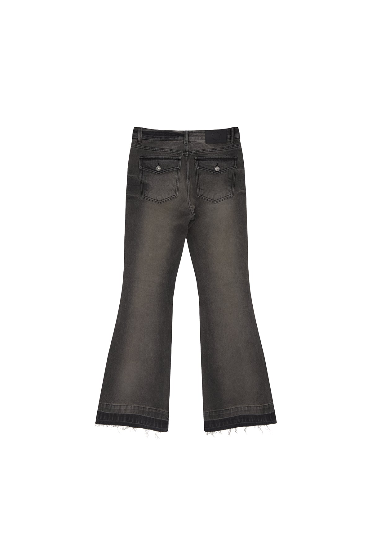 [matinkim] BACK POCKET POINT WASHED BOOTS CUT DENIM PANTS IN GREY