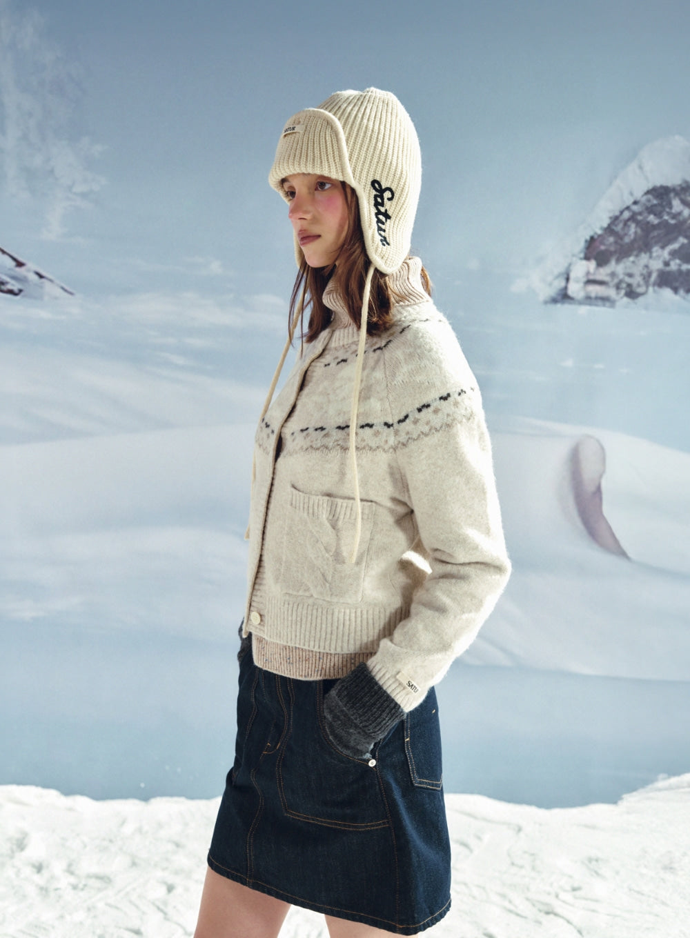 [satur] (W) Indigo Nonfade Denim Skirt - Indigo