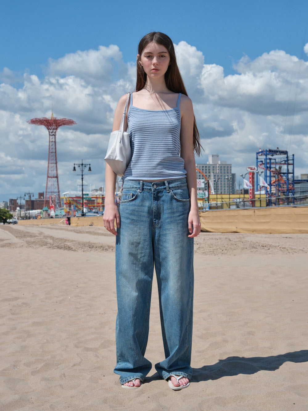 Low Classic Paper Stripe Knit Camisole Baby Blue