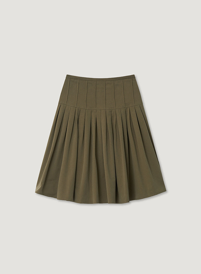 Mango Maniplease Budie Pleats Skirt Khaki Beige