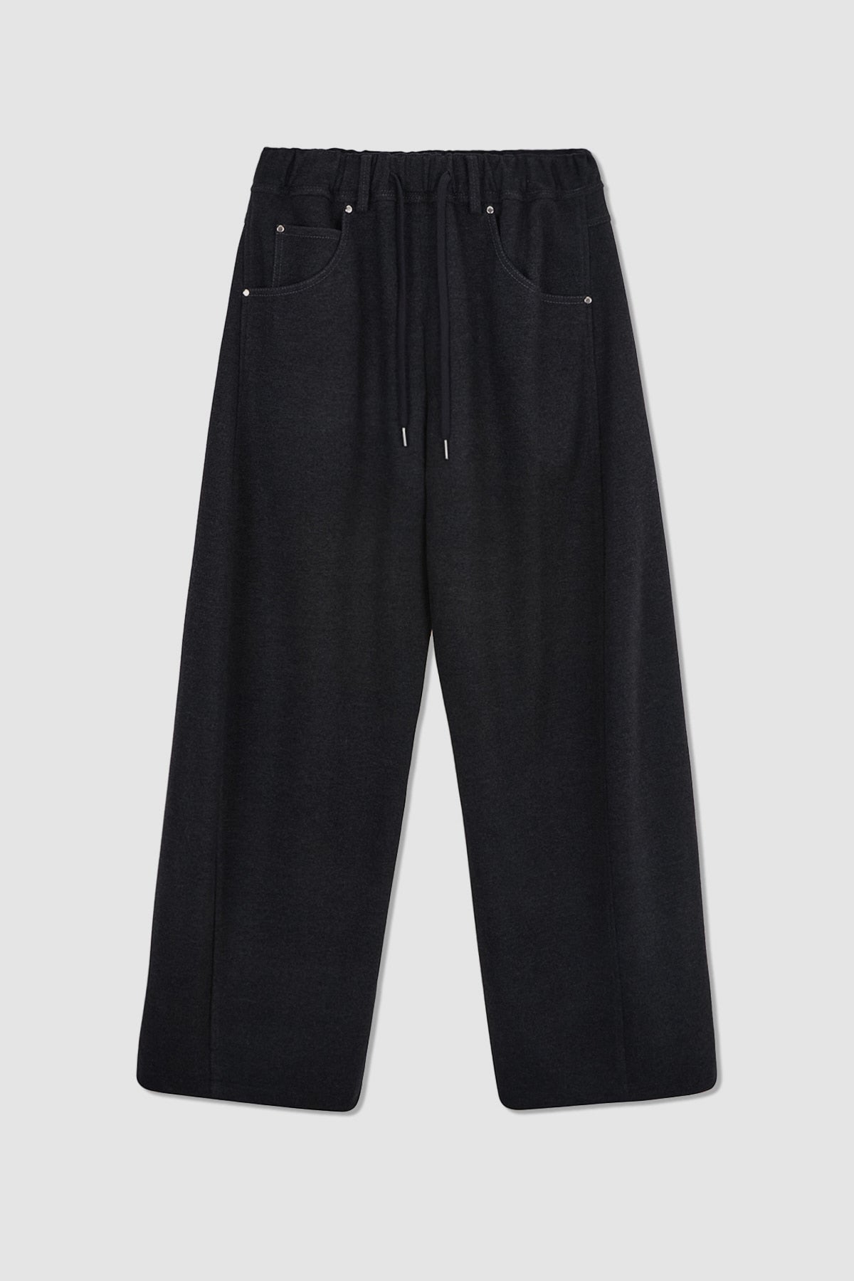 Matinkim Blended Wool Curved Banding Pants IN Charcoal
