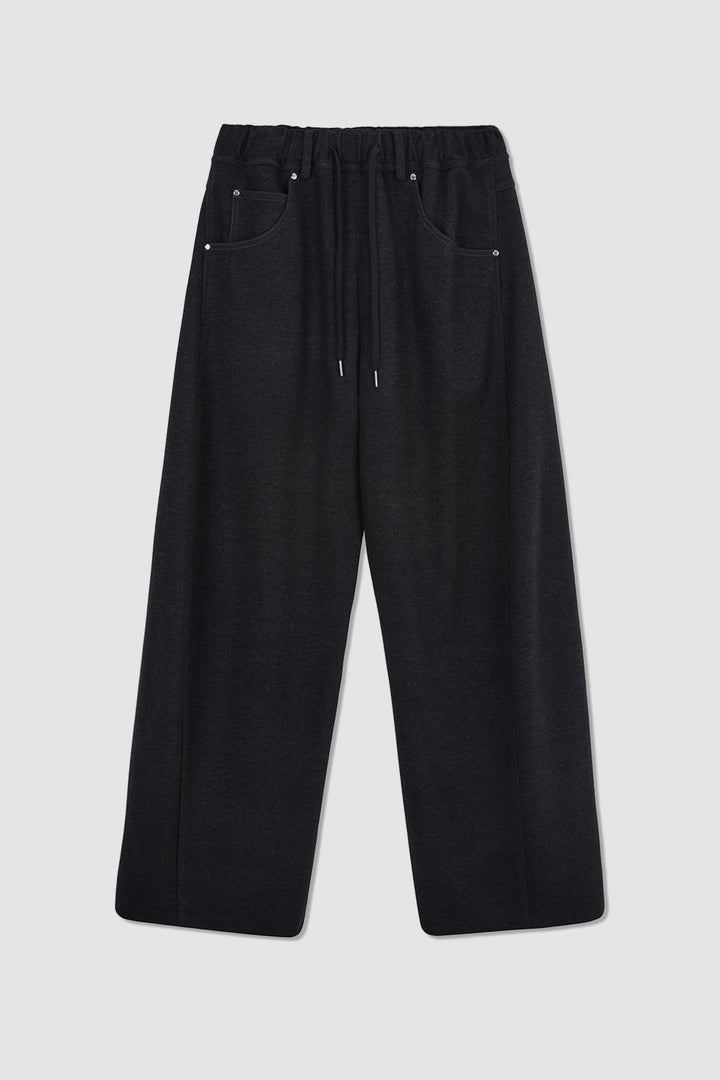 Matinkim Blended Wool Curved Banding Pants IN Charcoal