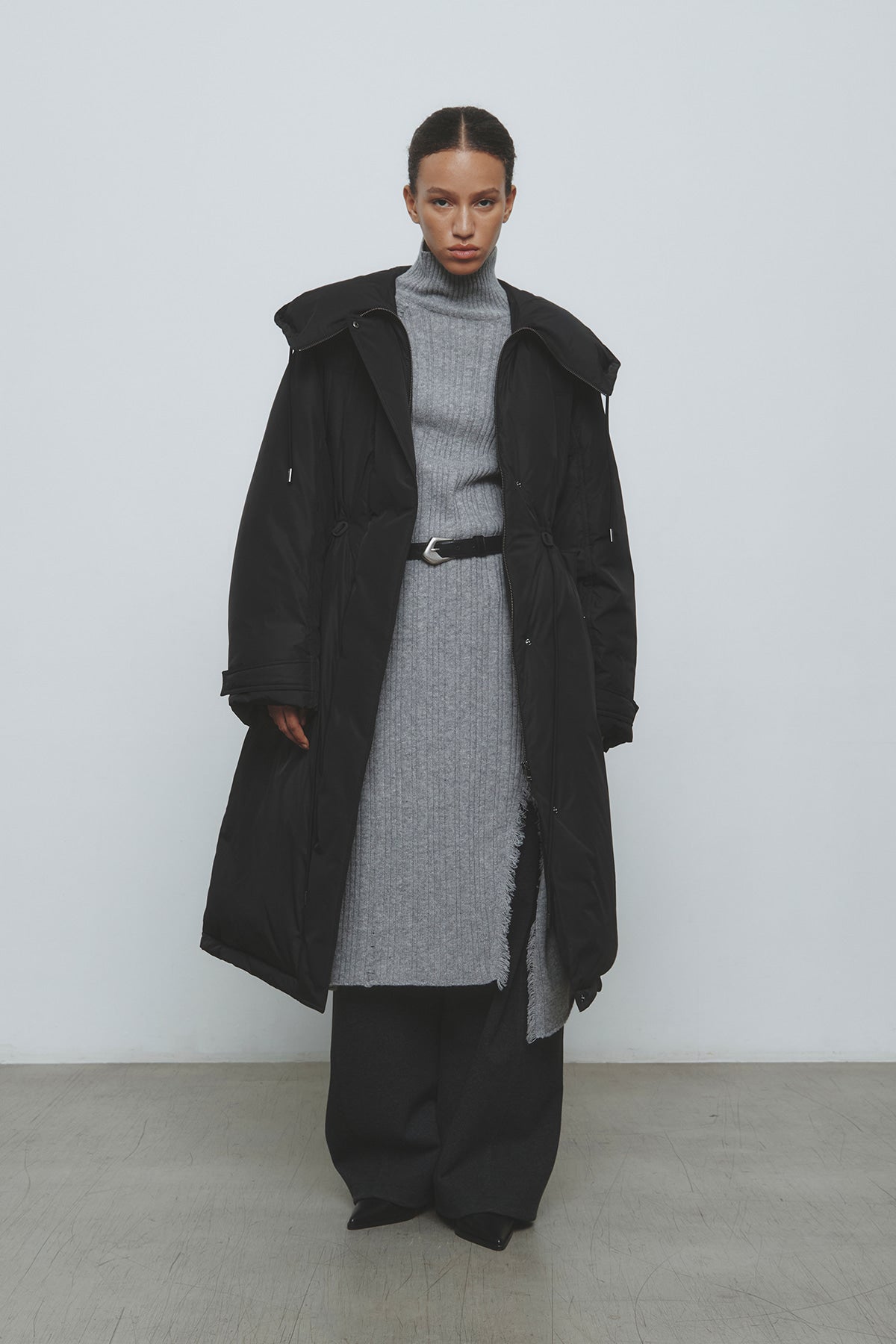 Matinkim Draw String Long Down Jumper IN Black