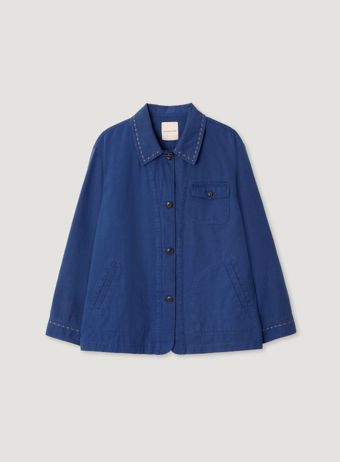 Mango Maniplease Peanut Washed Jacket Cobalt Blue