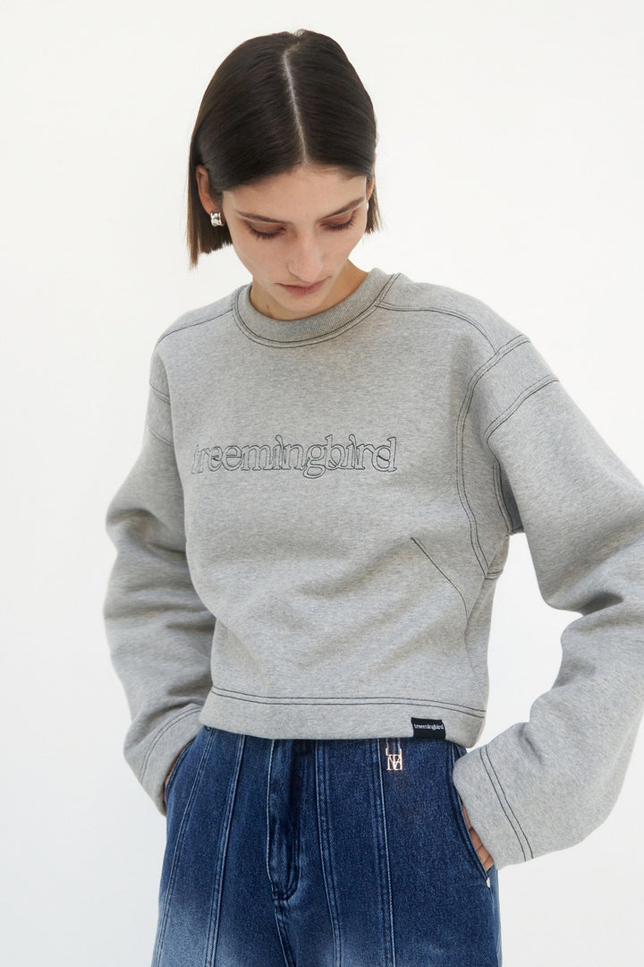 Treemingbird Stitched Semi-Cropped Tee Gray