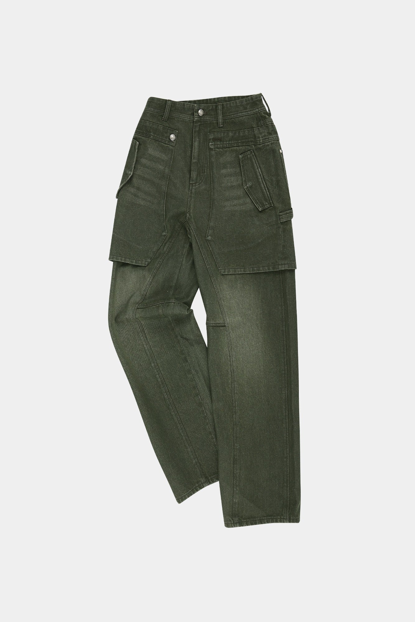 Andersson Bell Unisex Raptor Layered Wide-Leg Jeans Green)