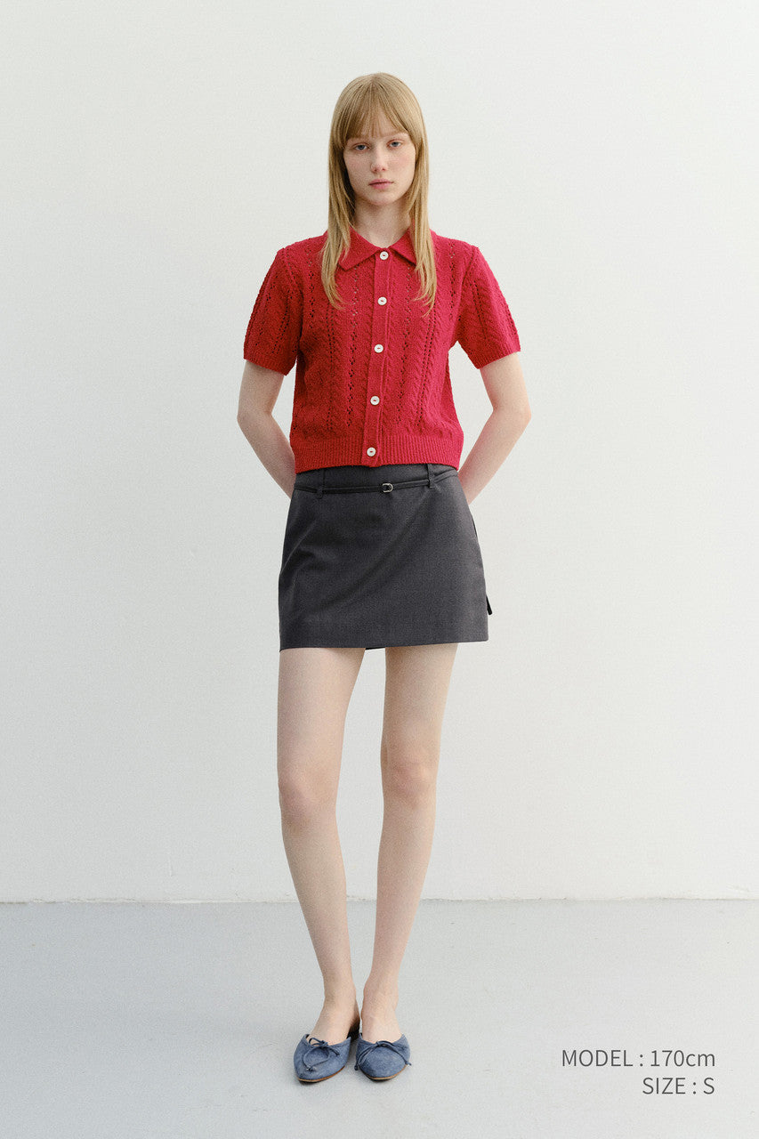 Dunst Collared Half Sleeve Cardigan Red