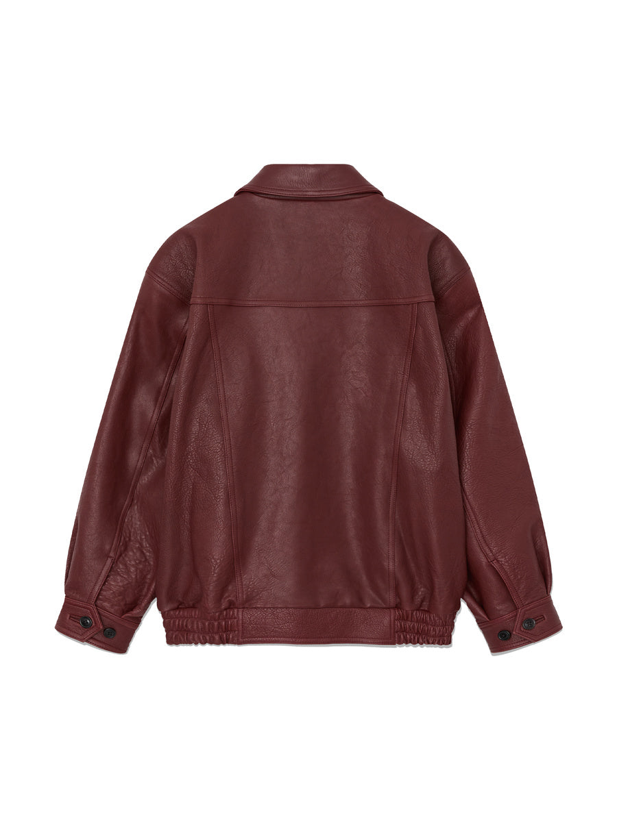 GLOWNY G Lambskin Leather Jacket (Wine)