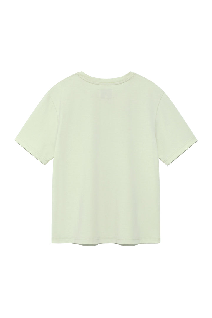 Matinkim Logo Point Lettering Graphic Top IN Light Green