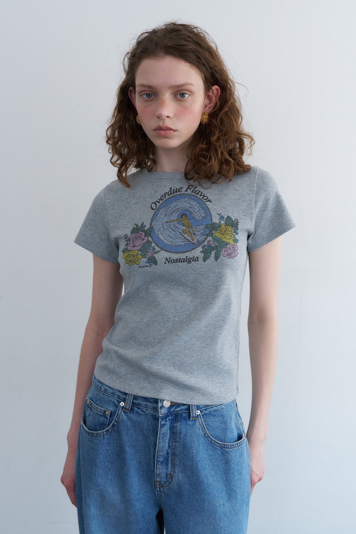 Overdueflair Retro Artwork T-Shirt Grey