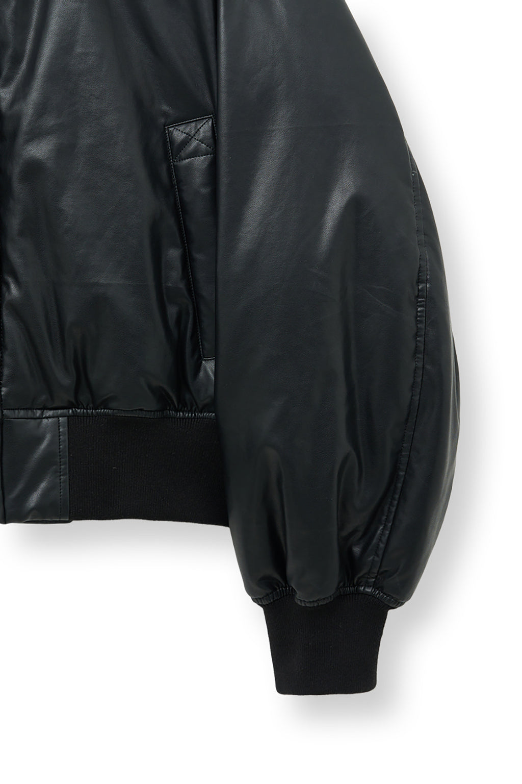 Matinkim Faux Leather Down Jumper For Women IN Black