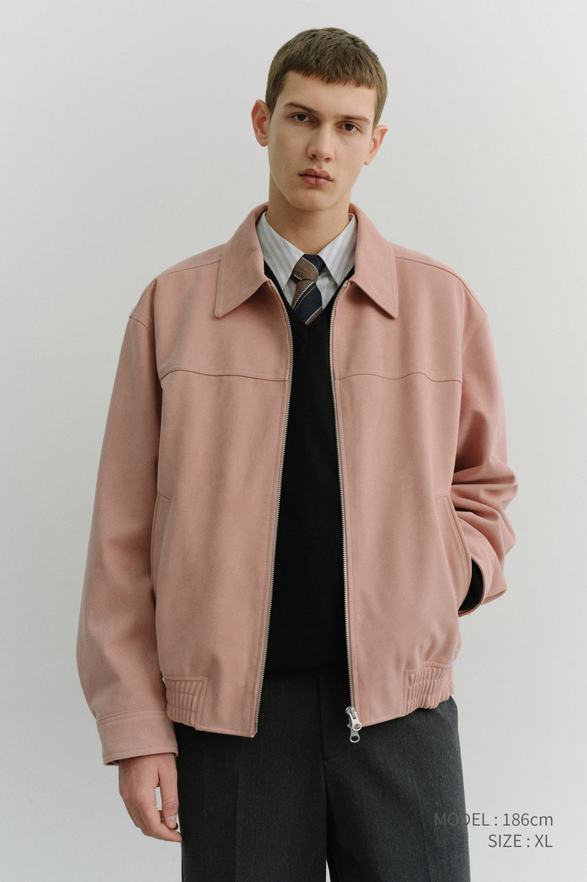 Dunst Unisex Suede Collared Blouson Soft Pink