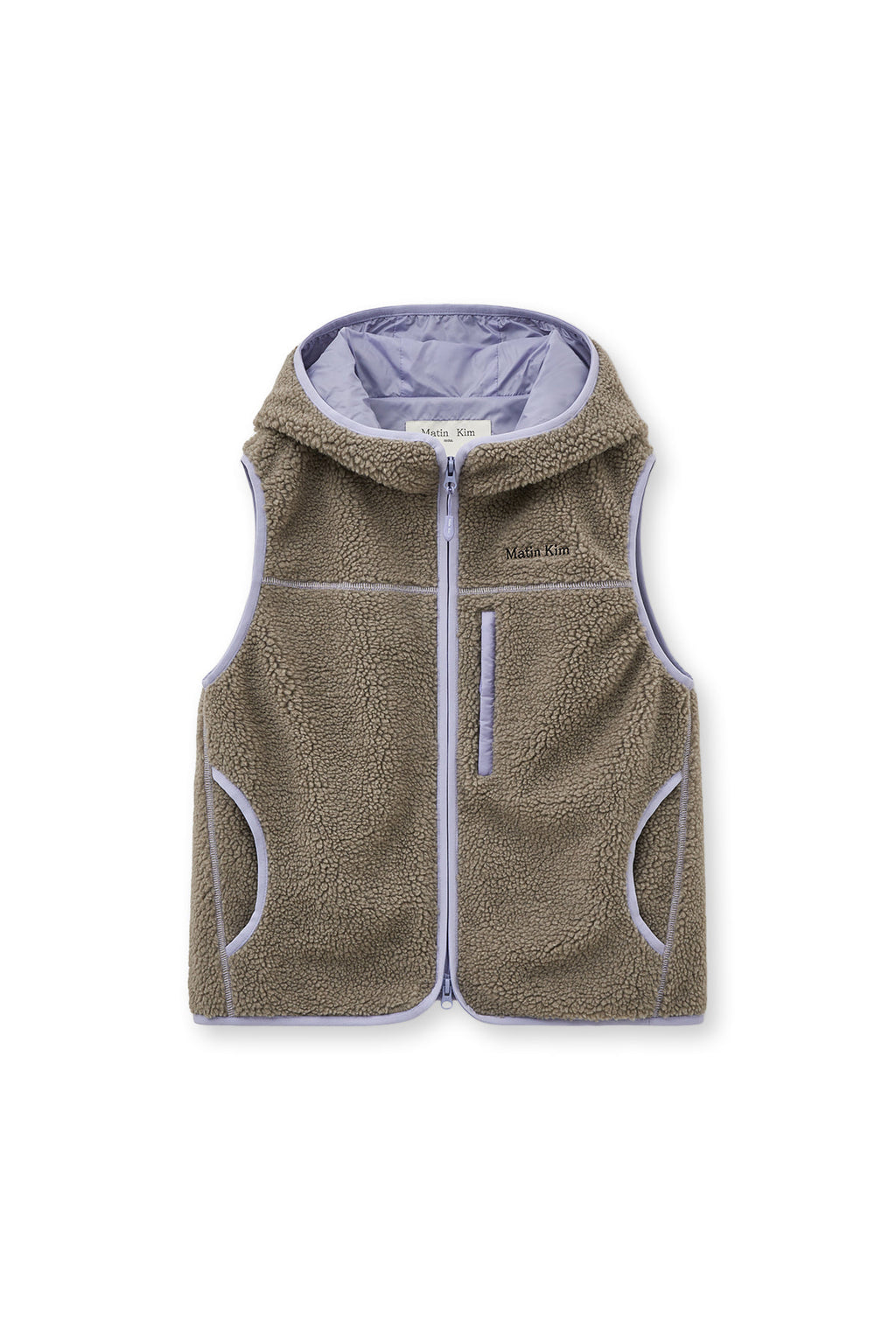 [matinkim] FLEECE HOODY VEST IN GREY