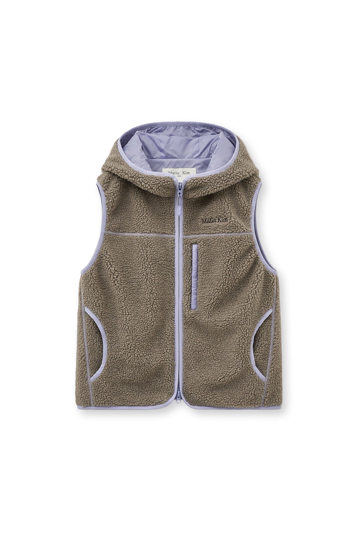 [matinkim] FLEECE HOODY VEST IN GREY
