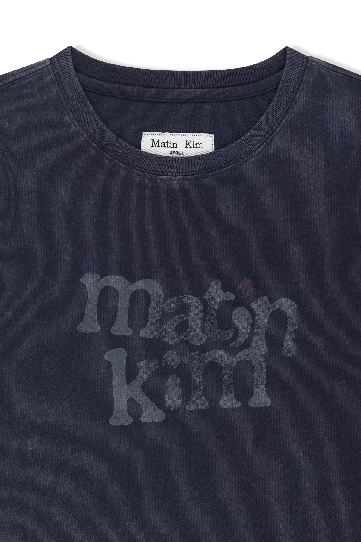 Matinkim Round Logo Graffiti Slim Top IN Navy