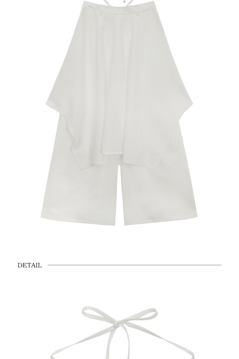 Treemingbird Layered Drape Strap Trouser White