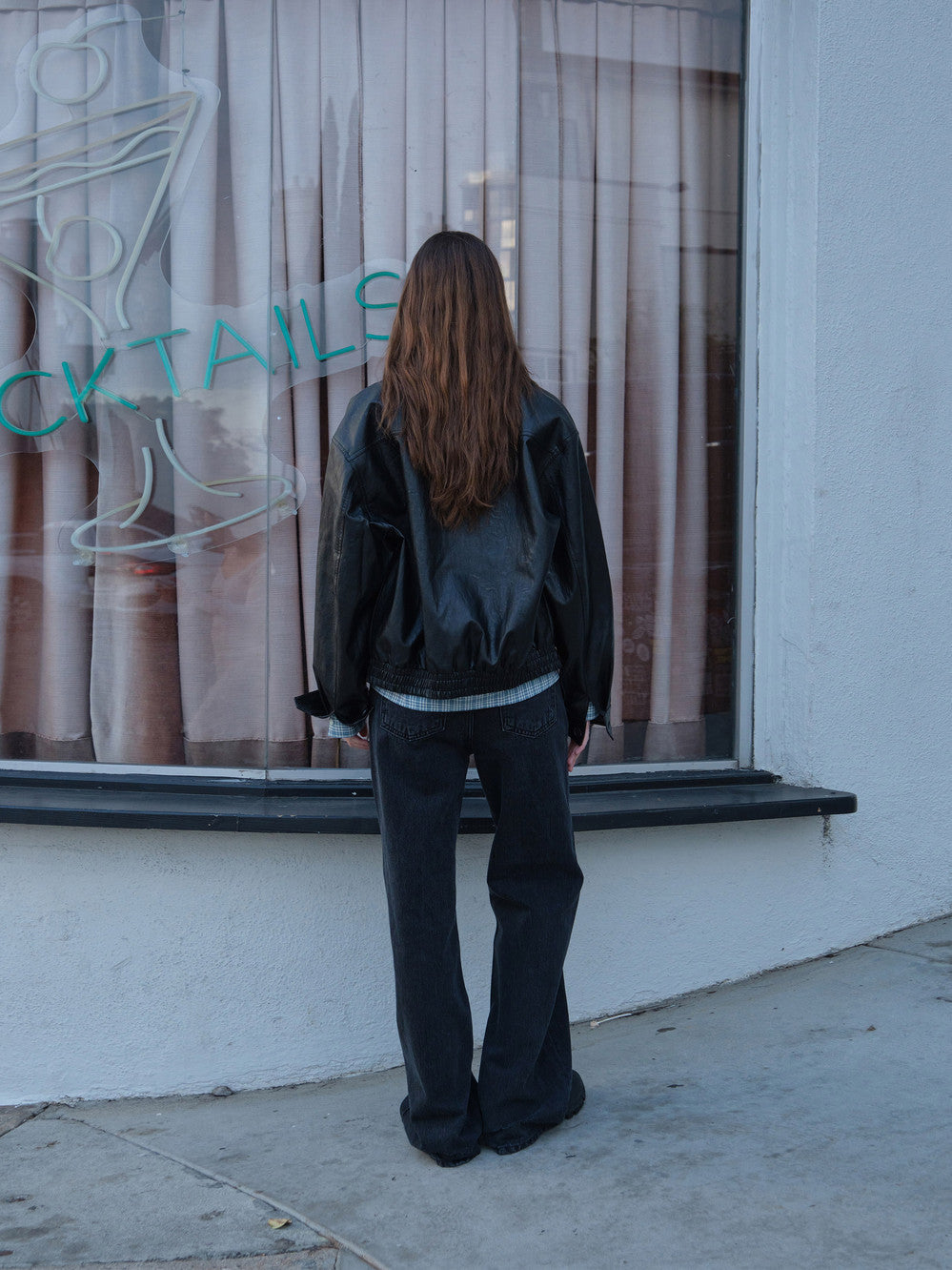 Low Classic Leather Harrington Jacket - Black
