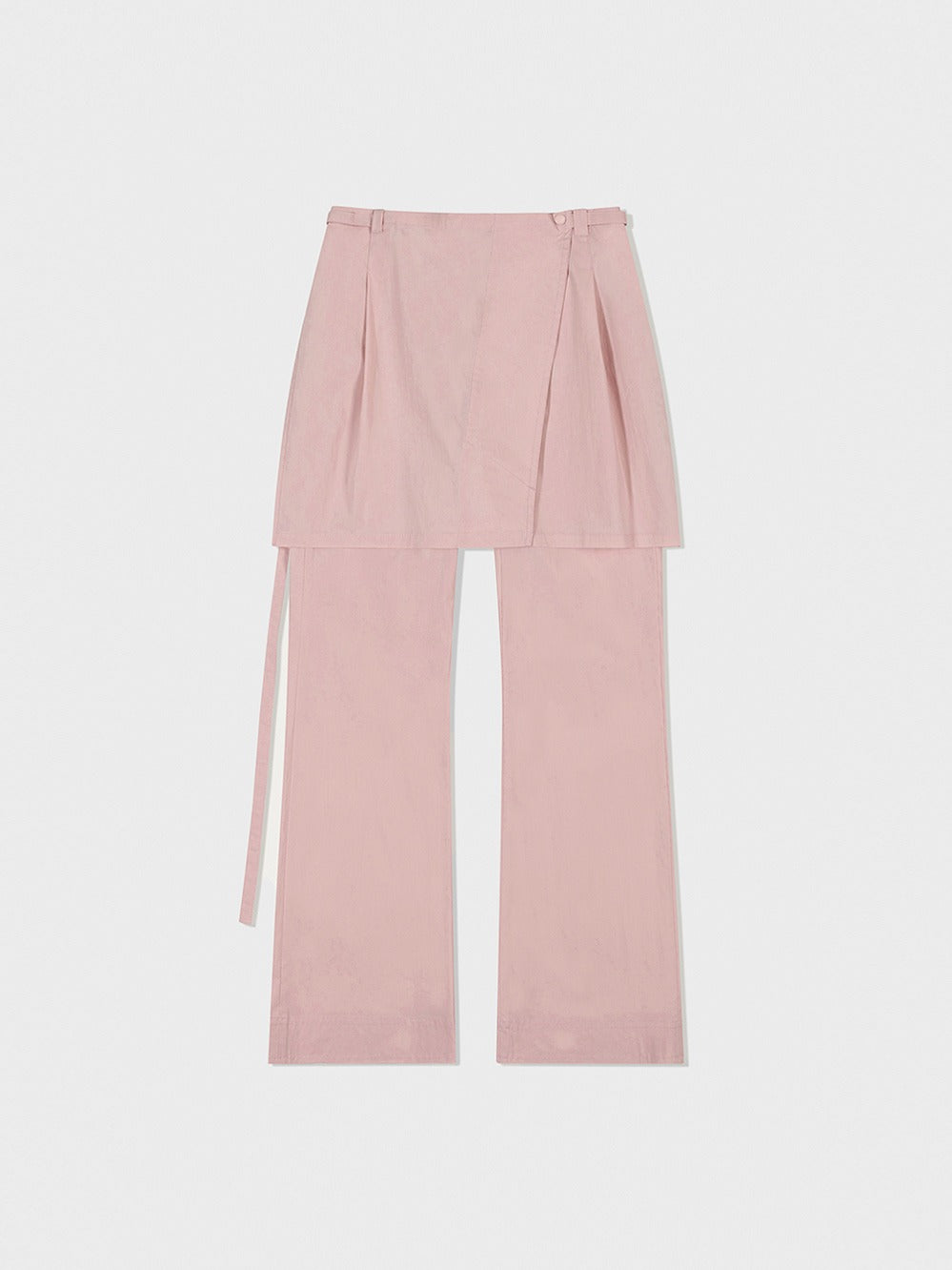 Low Classic Layered Wrap Skirt Pants in Light Pink, showcasing modern Korean designer fashion.