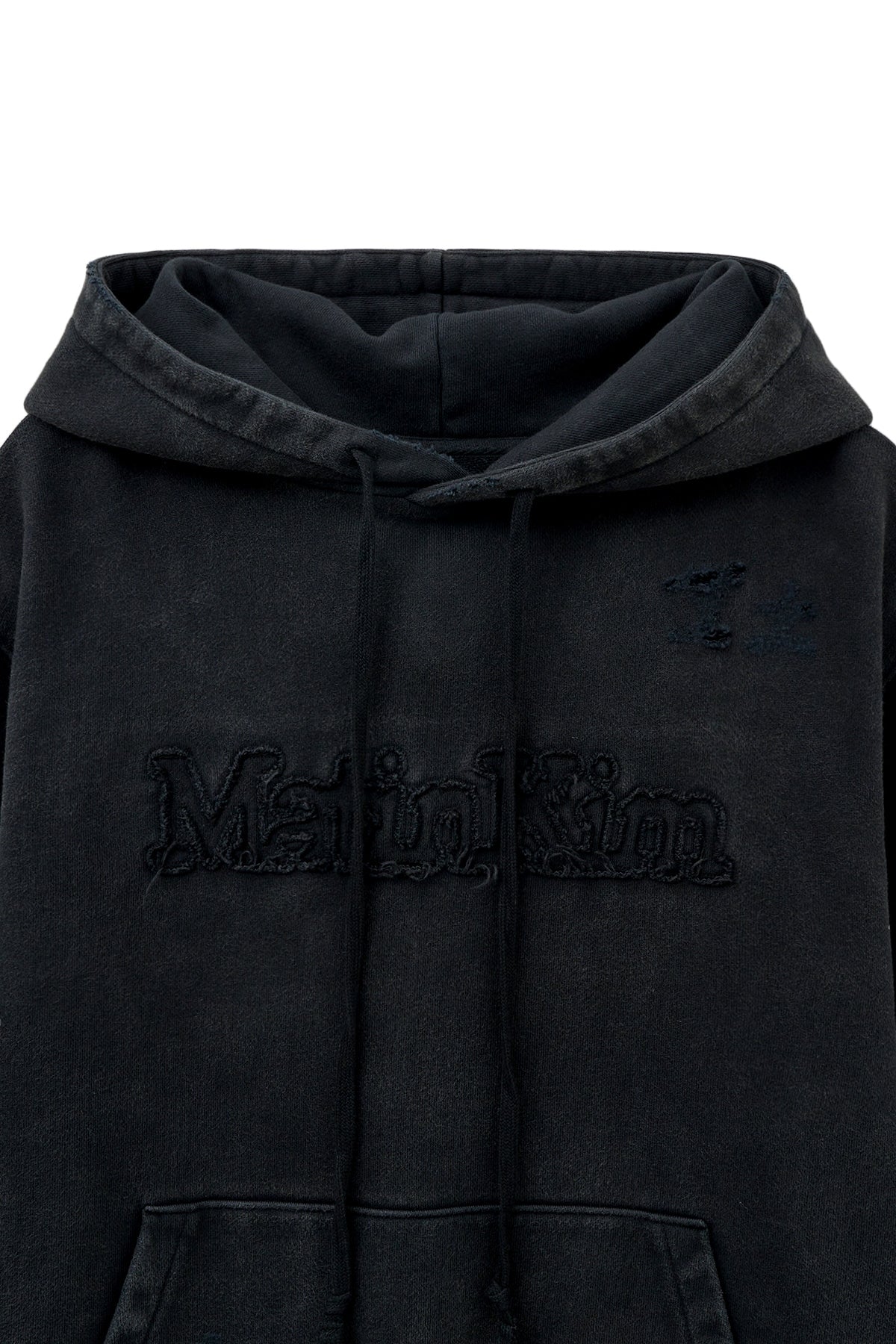 [matinkim] VINTAGE COLOR DYING LOGO HOODY IN BLACK