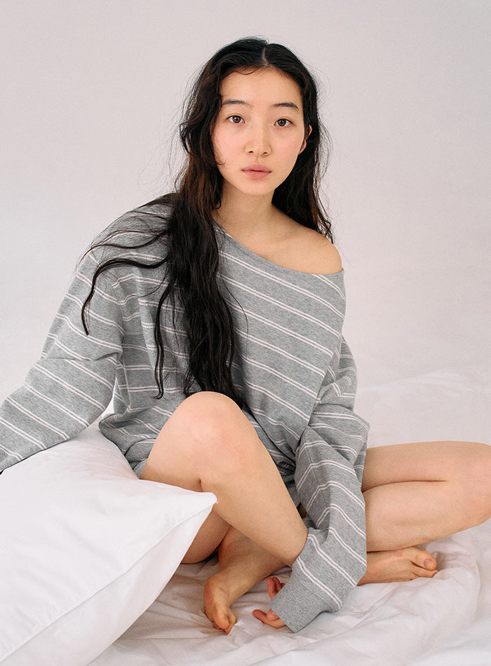 Mango Maniplease Yeva Sweatshirt Grey Stripe