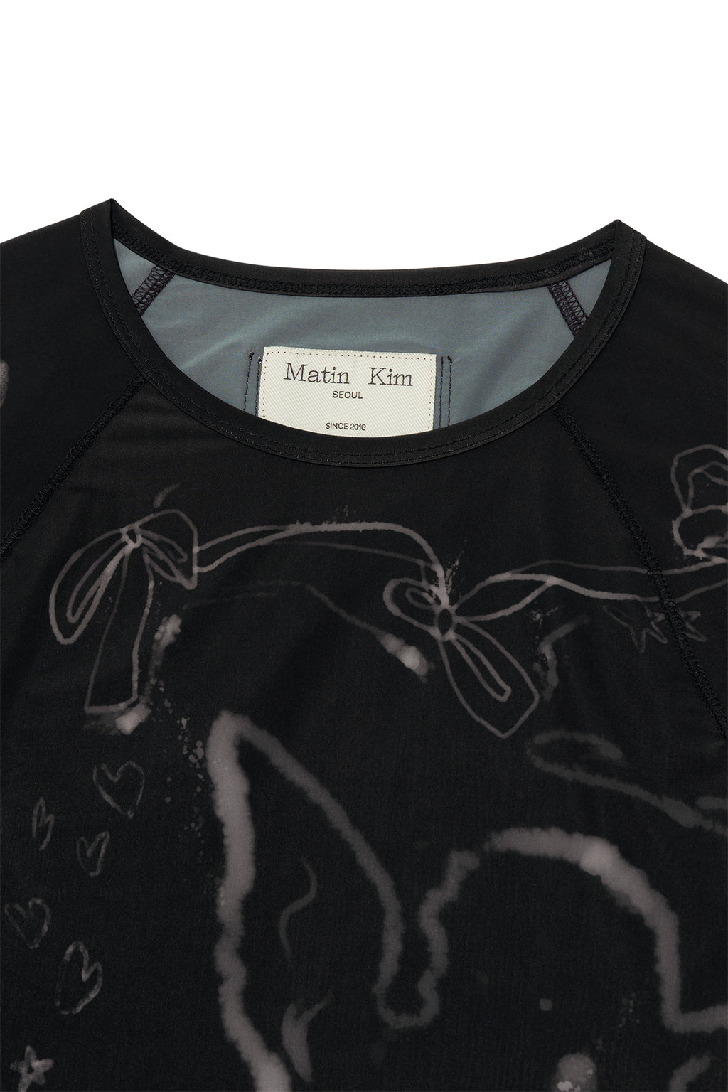 Matinkim See Through Printing Top IN Black
