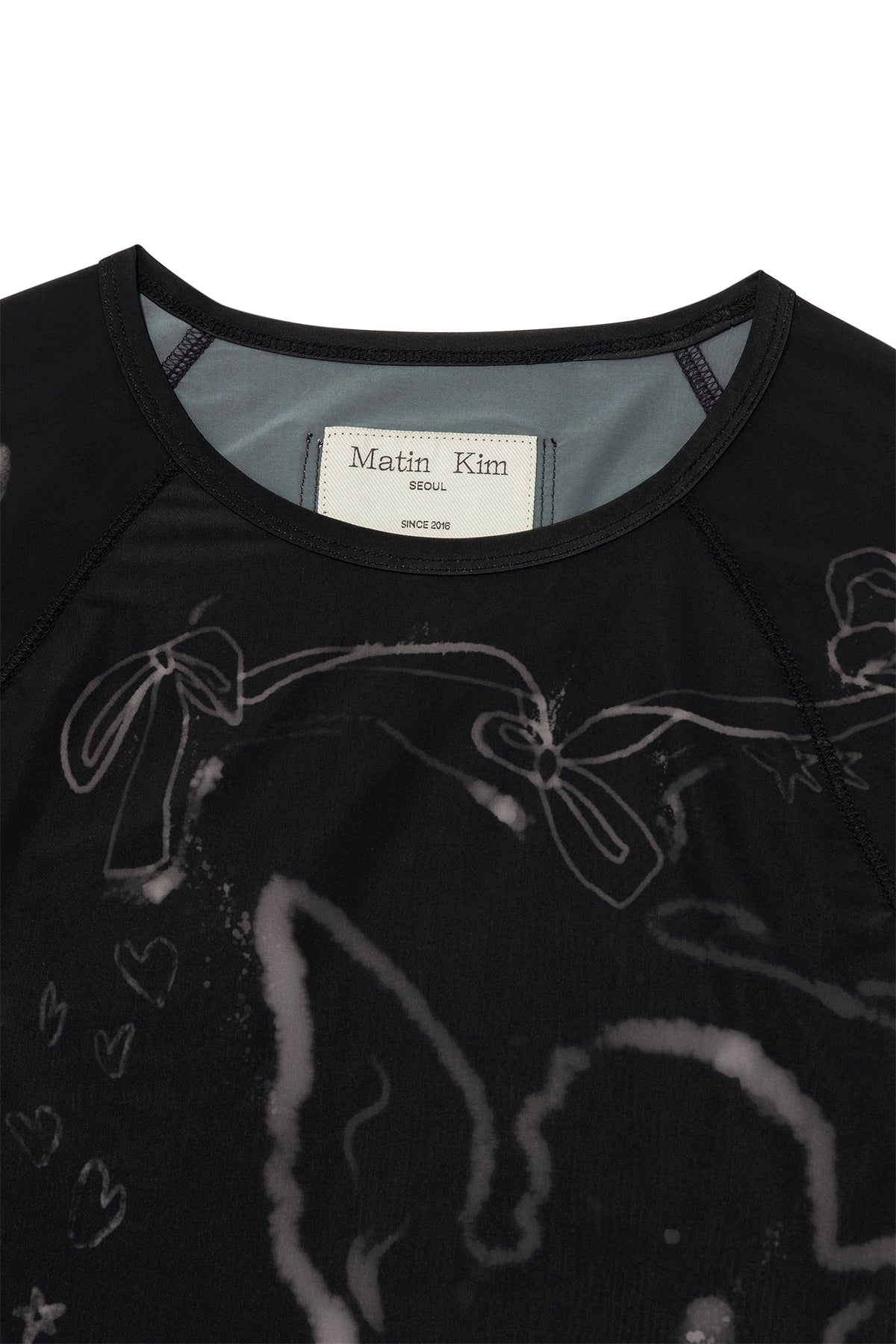 Matinkim See Through Printing Top IN Black