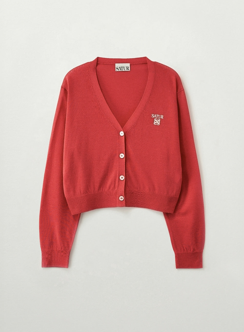 Satur Loren Linen Blend Cardigan - Red