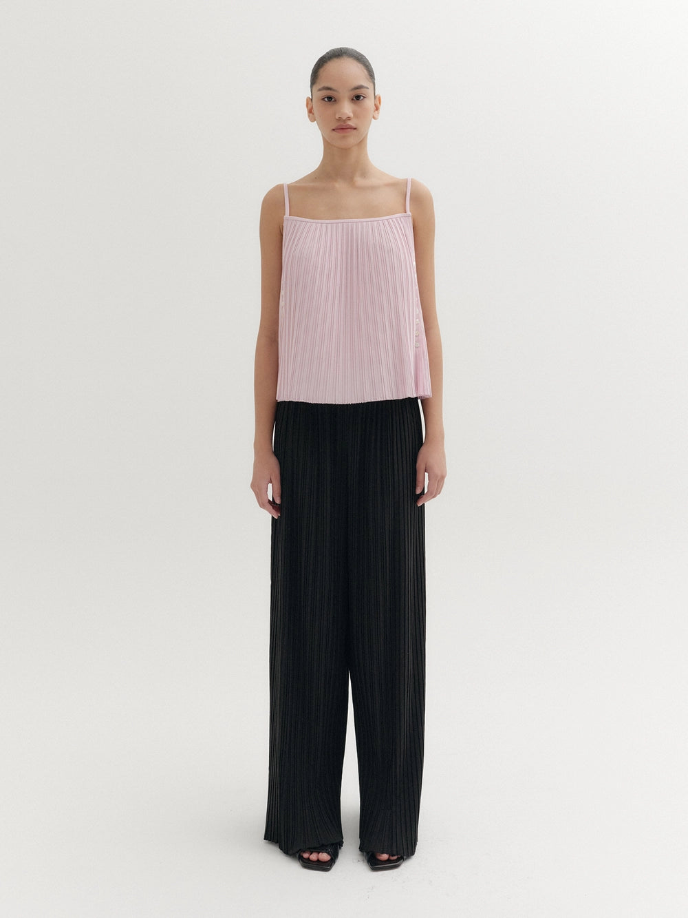 EENK Pleated Button Top - Pink