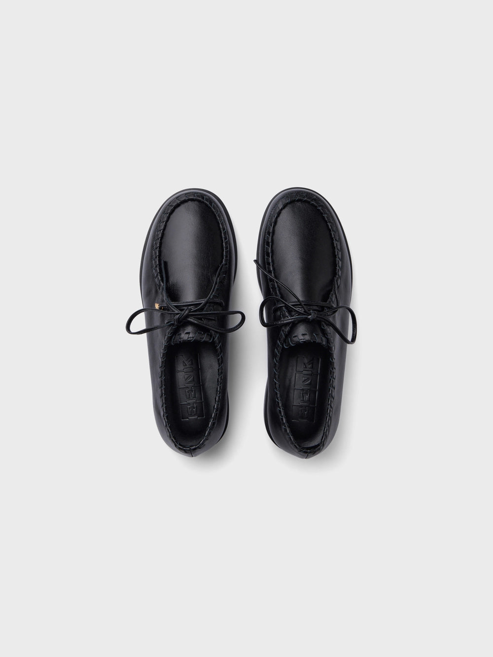 EENK Stitch Detail Leather Loafers - Black