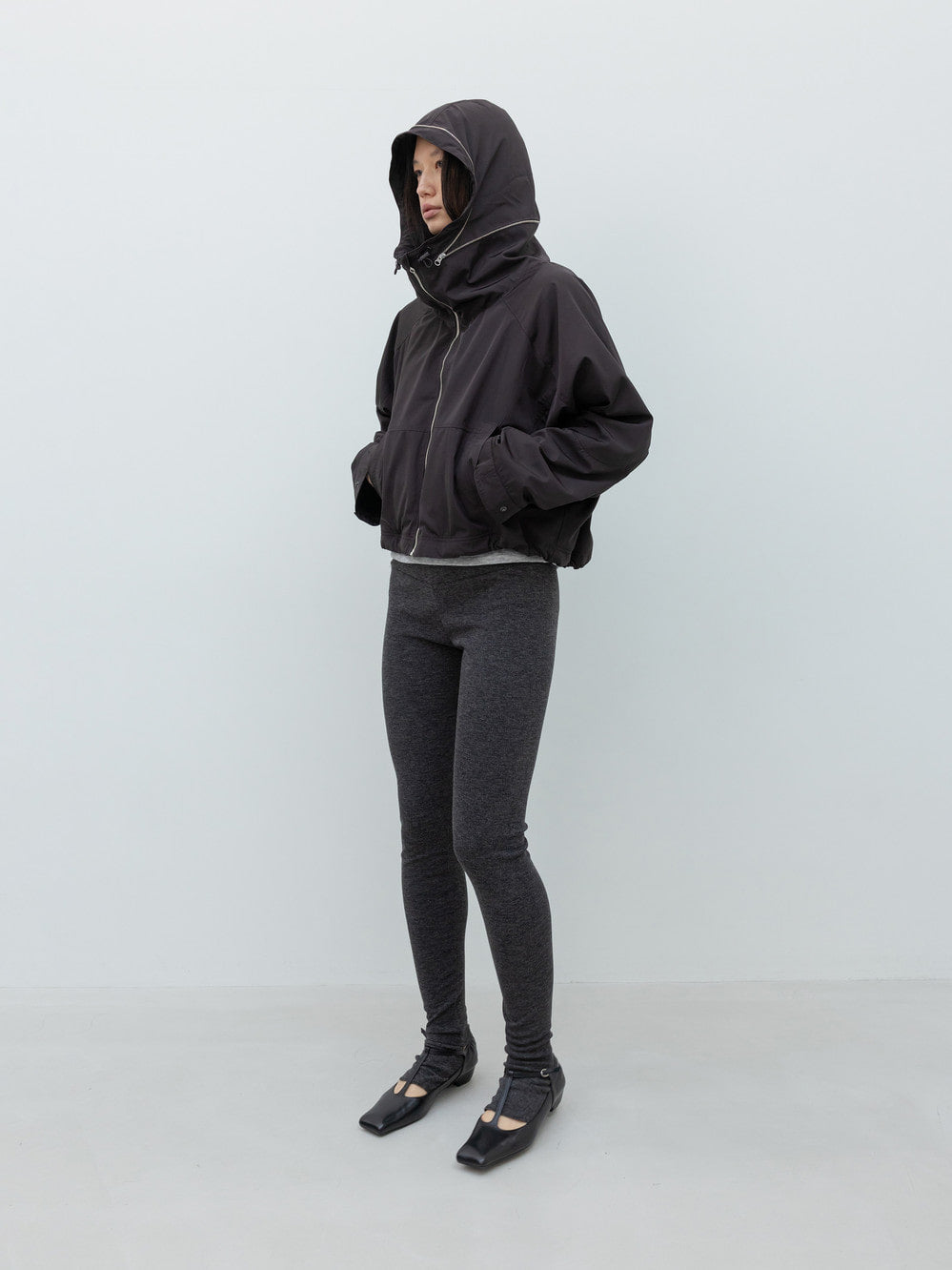 Low Classic Drawstring Fleece Wind Jacket Dark Brown
