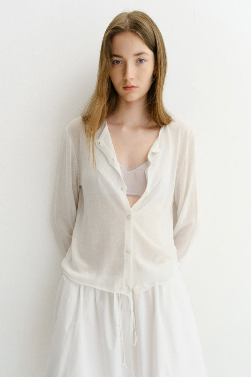 Dunst Summer Essential Crewneck Cardigan White