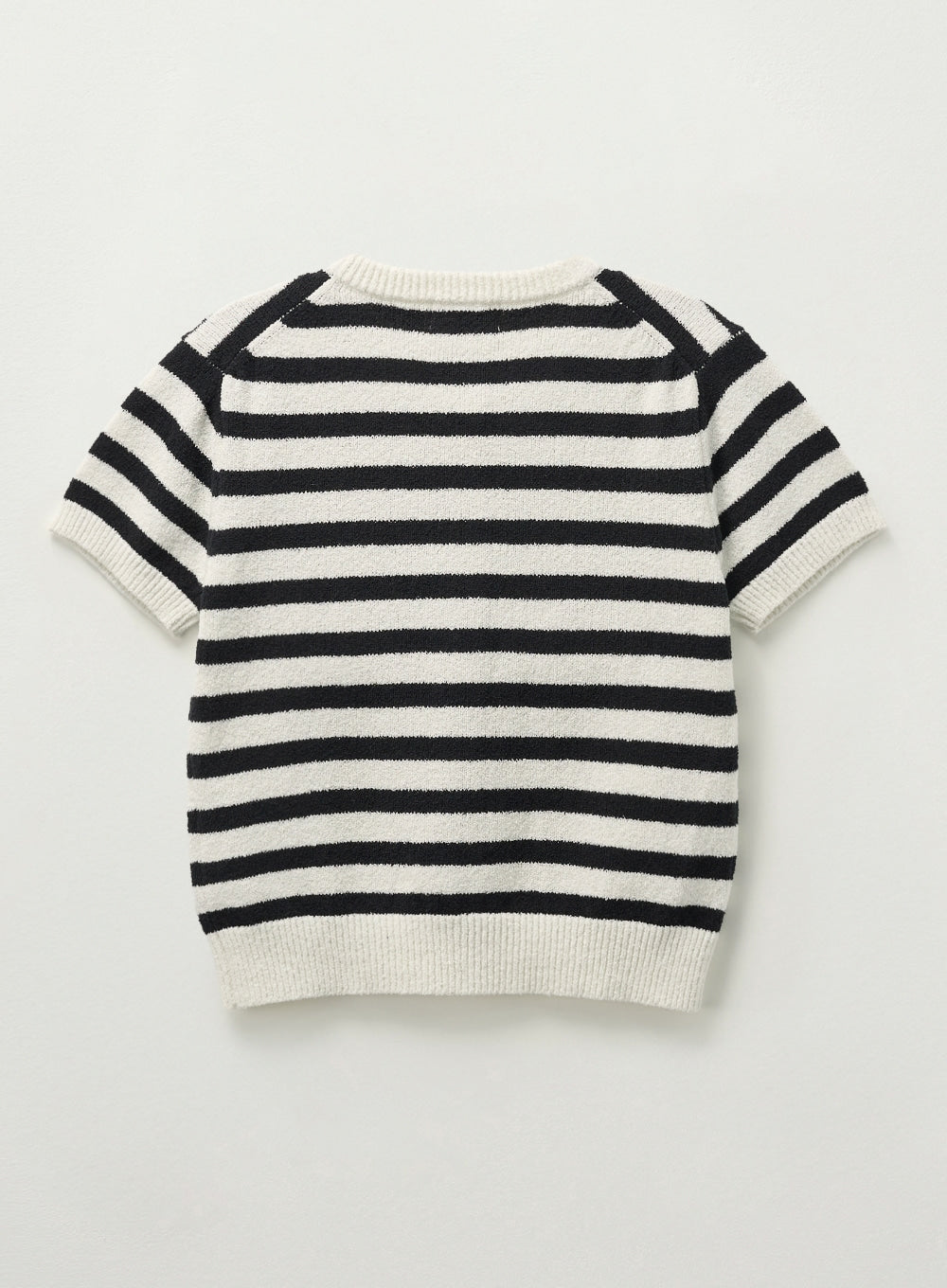 [satur] (W) Bon Voyage Stripe Half Knit Cardigan - Cream
