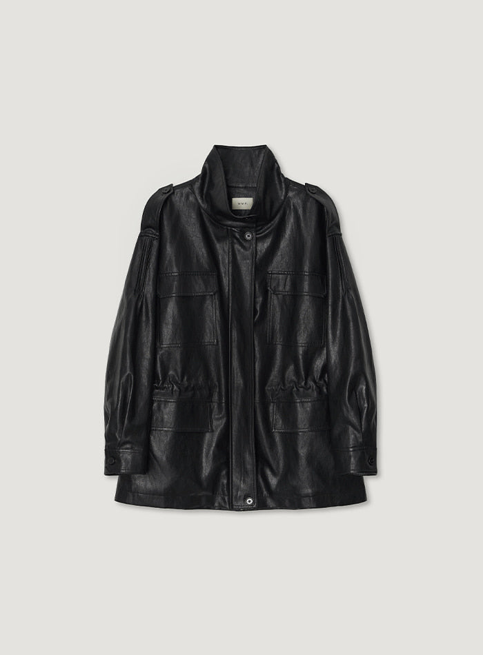 Mango Maniplease Evino Leather Jacket Black