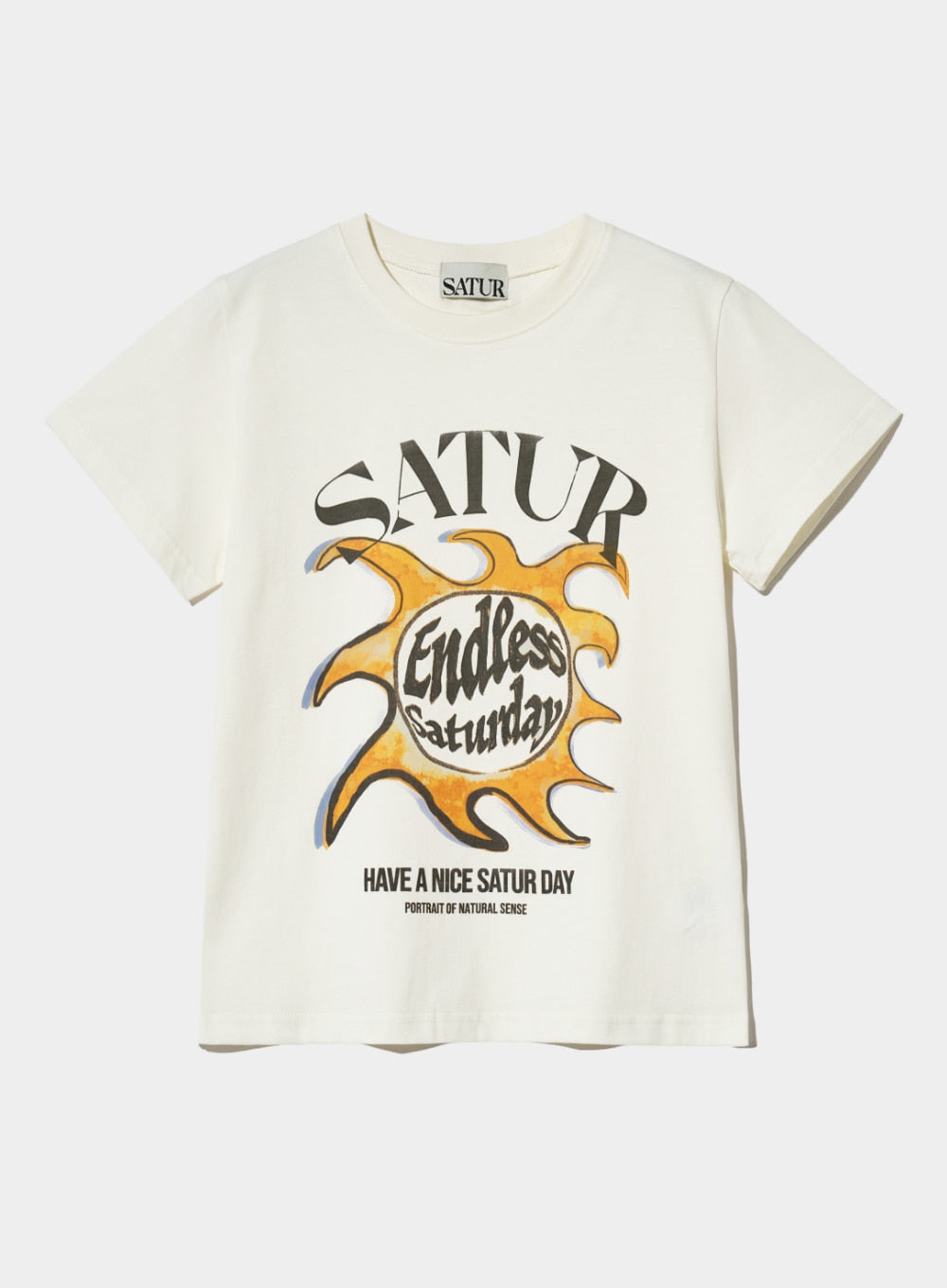 [satur] (W) Sun Retro Graphic T-Shirt - Retro Ivory