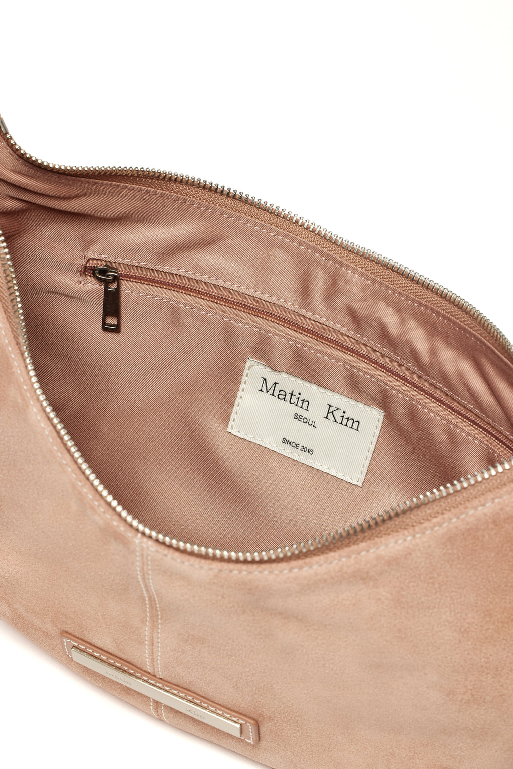 [matinkim] HALF MOON SUEDE LEATHER HOBO BAG IN INDIAN PINK