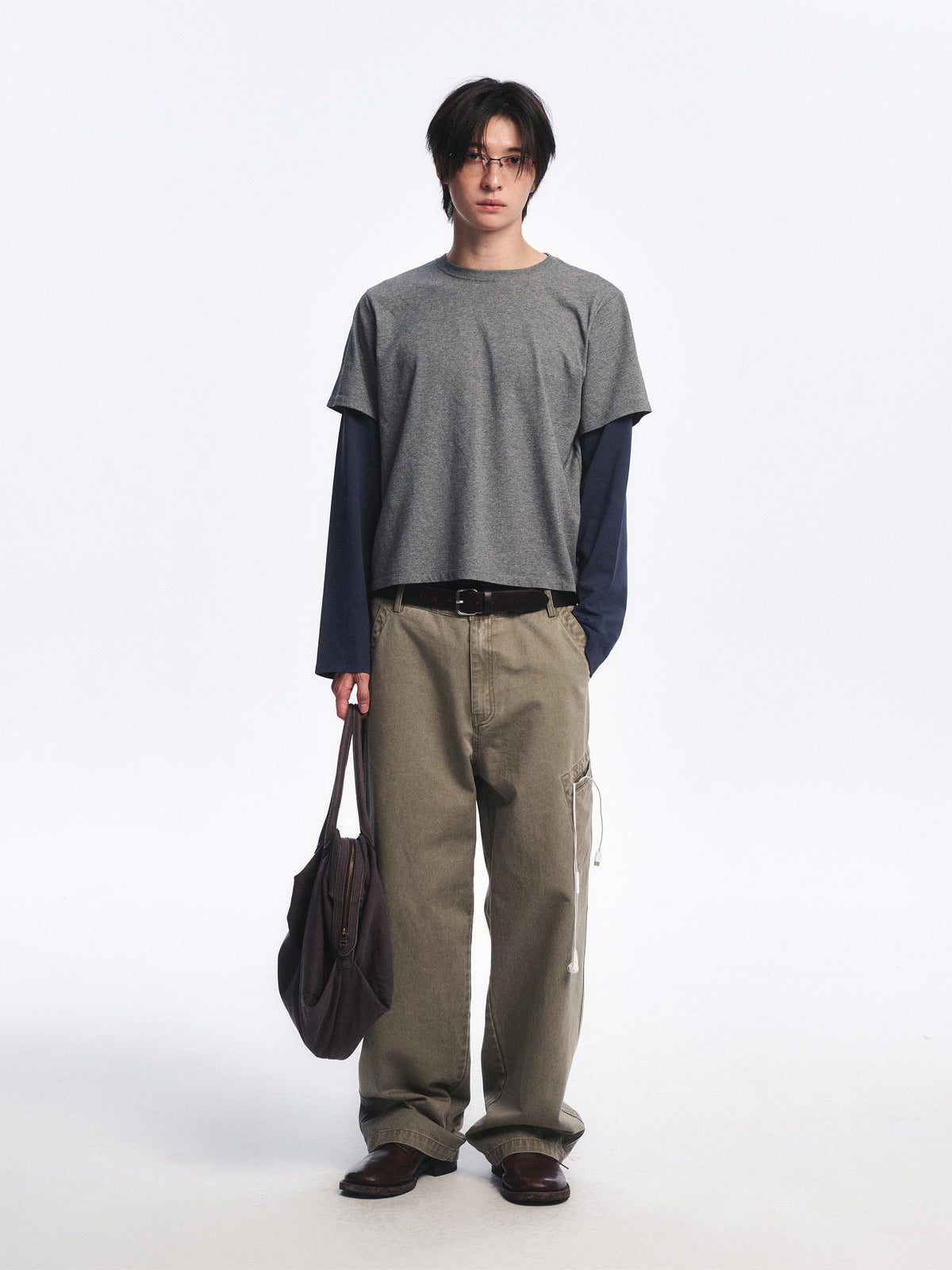 Low Classic Lc Layered Tee Charcoal Melange