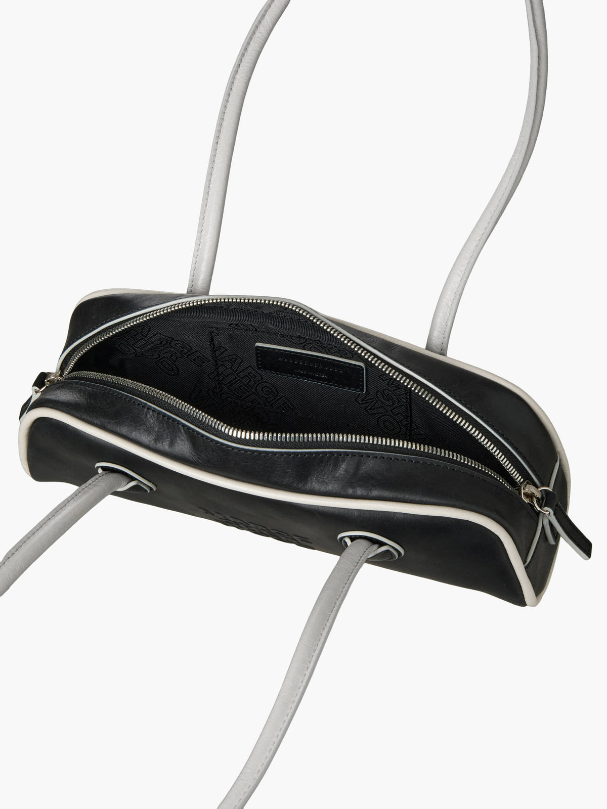 Margesherwood Soft Boston EW Mini Piping black pull-up+light grey crinkle