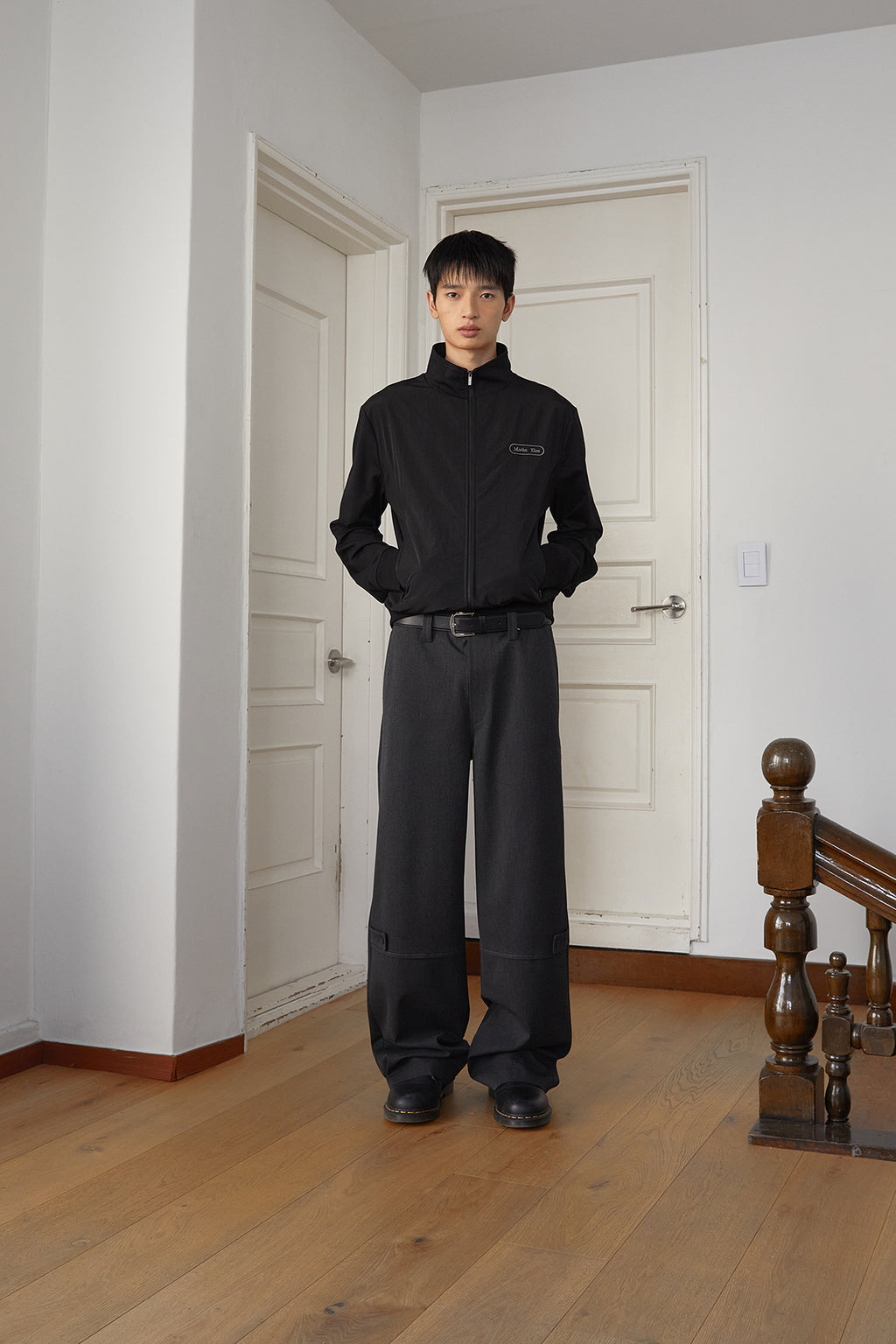 [matinkim] HIGH NECK WINDBREAKER ZIP UP FOR MEN IN BLACK