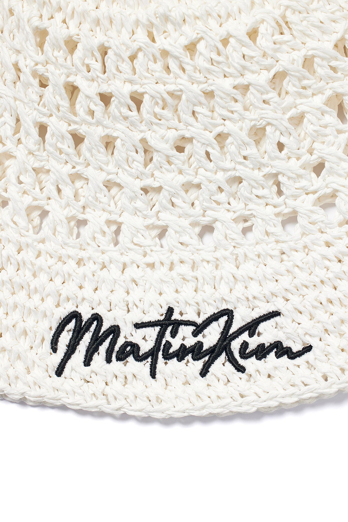 Matinkim Matin Kim Matin Paper Knit Bucket Hat IN White